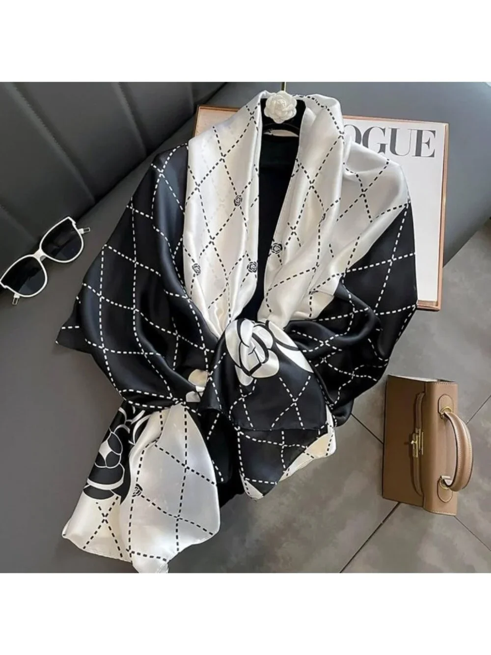 Silk Feel Scarf Shawl Wrap for Women | Soft Large Square Beach Cover-Up
